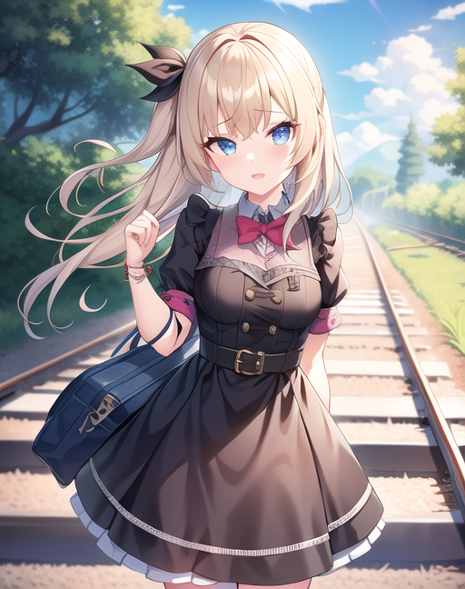 線路上に立つ女の子