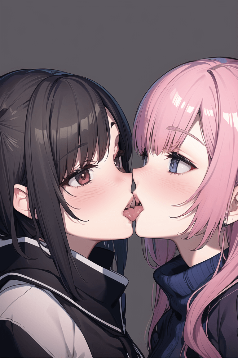 女の子同士で舌を触れ合うキス